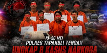 Polres Tapanuli Tengah Ungkap 8 Kasus Narkoba dalam Dua Pekan, 8 Tersangka Diamankan